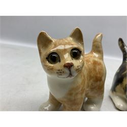 Two Winstanley figures of kittens, comprising tabby cat no 2 and ginger cat no 1, both with inset eyes and painted marks beneath, tallest H11cm