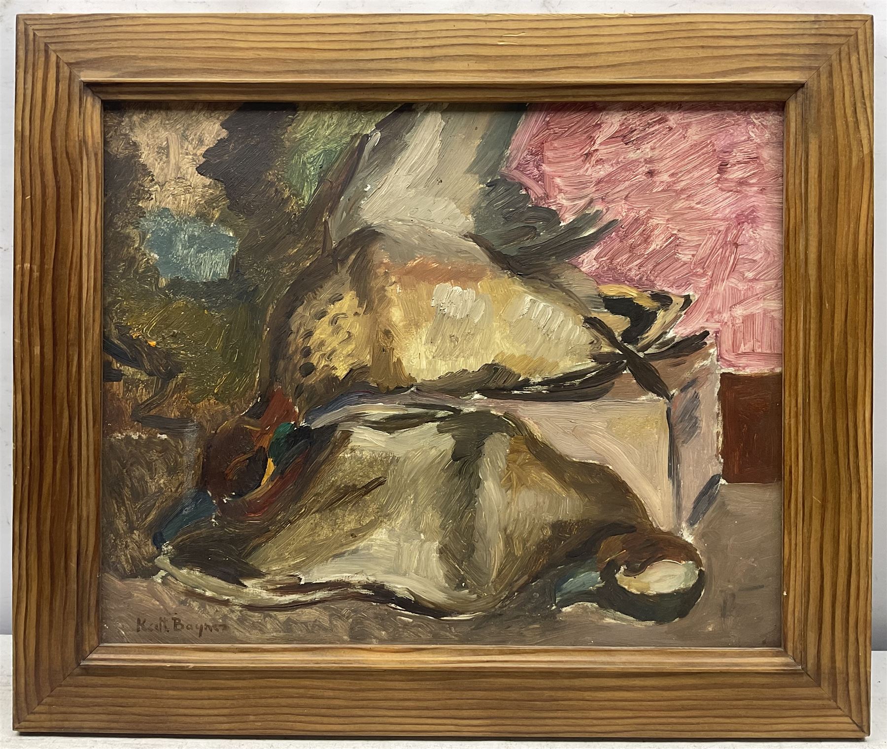 Keith Stuart Baynes (British 1887-1977): Still Life of 'Teal', oil on board signed c.1930, titled on gallery label verso 31cm x 39cm 
Provenance: with The Ixion Society, Benton End, Hadleigh, label verso