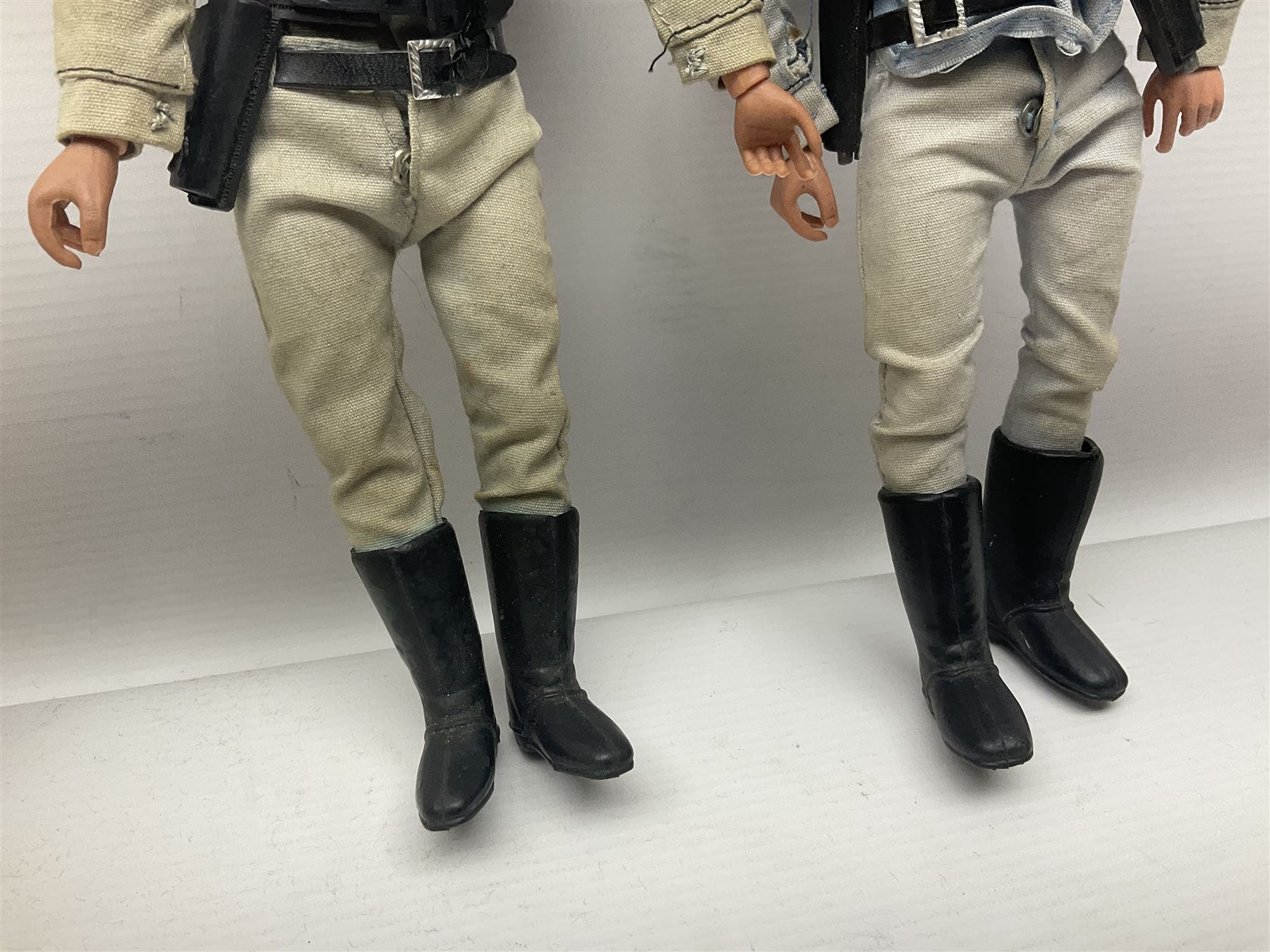 Two pairs of 1970s Lone Ranger and Tonto action figures, probably by Marx Toys; and Gabriel 'Silver' stallion horse; all unboxed (5)