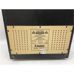 Large quantity of vinyl LPs, predominantly rock and pop, to include Elvis, Elton John, The Kinks, Deep Purple, Eurythmics, Whitney Houston, Phil Collins, Rolling Stones etc, in three boxes, together with quantity of 45 rpm records, Steepletone SRP1R-11 record player and record carry case