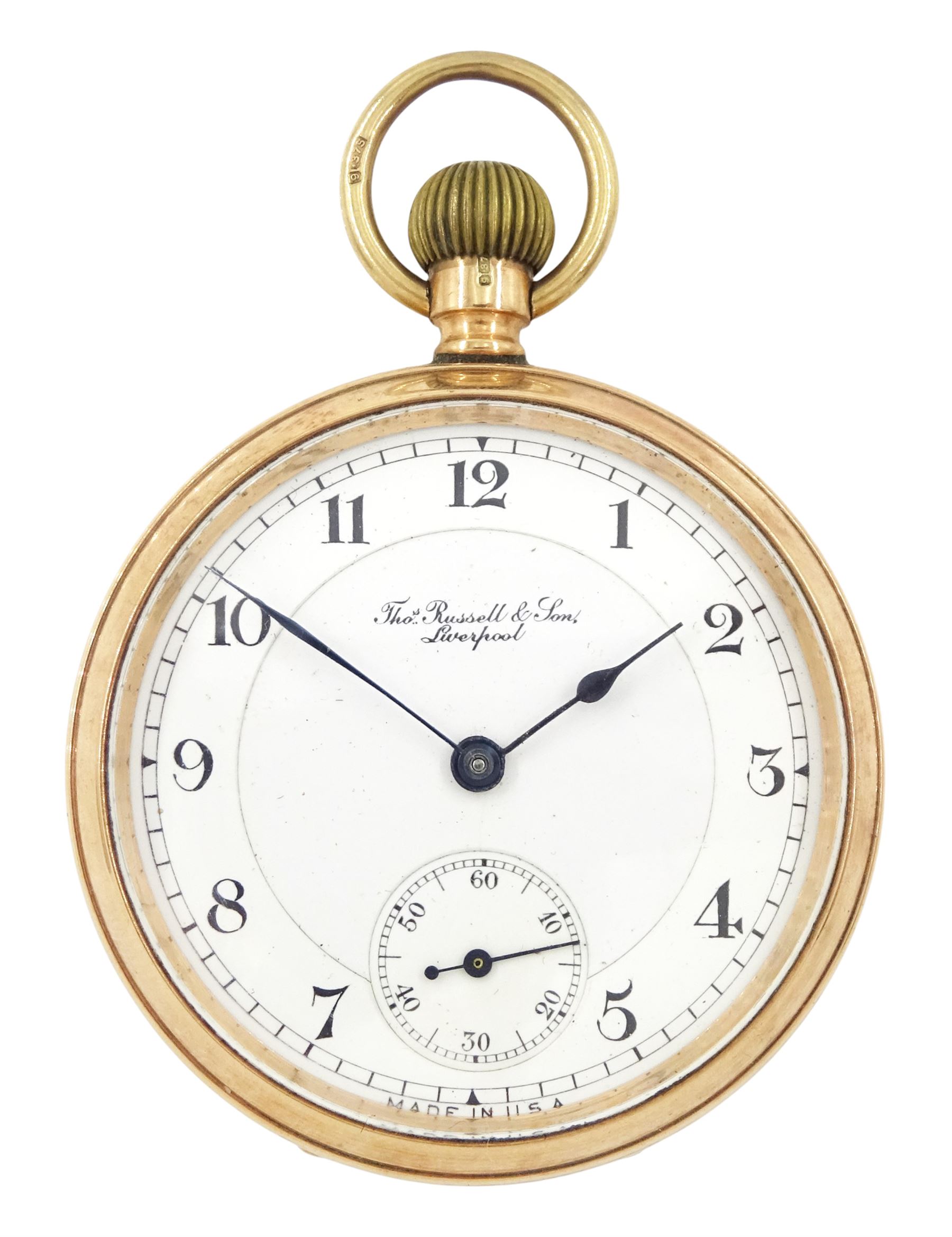 Early 20th century 9ct rose gold, open face lever pocket watch, the movement signed  The 