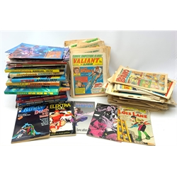 A collection of various comics and annuals, to include The Mighty World of Marvel 1972, a number of DC The Nazz and World Without End examples, Deadman Love after Death, Batman a Death in the Family, approximately twenty five TV21 examples, approximately fifteen Vallant and Lion examples, approximately thirty two Lion examples, plus others including Hotspur, Victor, Vulcan, etc., Judge Dreadd Yearbook 1992, 2000 AD Year Book 1992, 2000 AD Yearbook 1993, five 2000 AD Annuals, Five Judge Dredd Annuals, etc., plus a set of Ane of Green Gables books. 