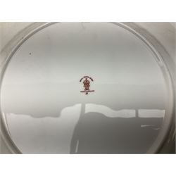 Royal Doulton toby jug of Winston Churchill H23cm and large character jug of Falstaff; together with four collector's plates by Royal Crown Derby, Royal Worcester and Limoges (6)