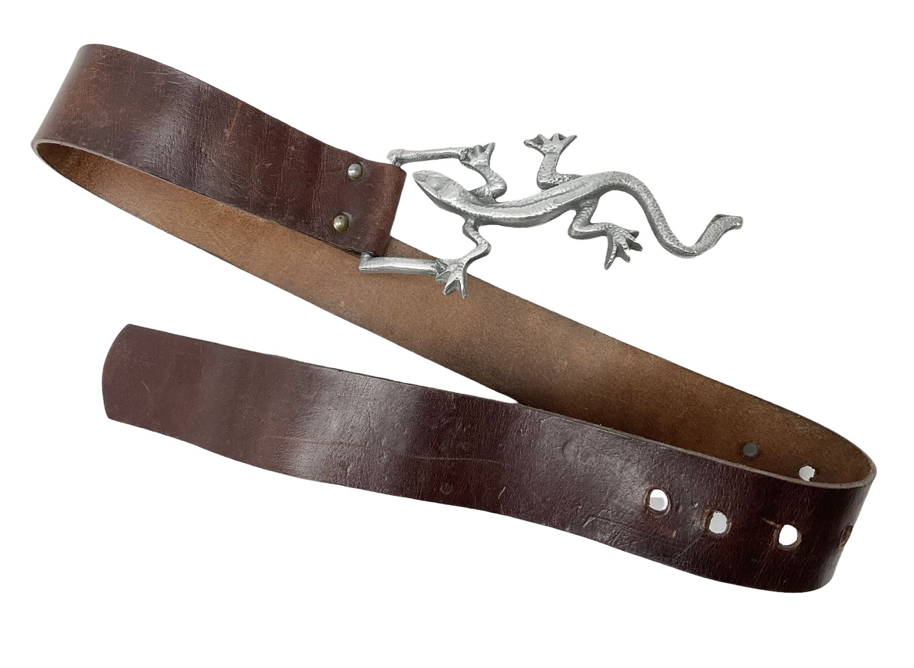 Guy Taplin (b.1939) leather belt, with lizard buckle, belt L91cm