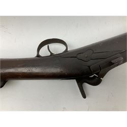 19th century 12-bore single barrel shotgun with Krnka/Werndl type action (converted from a percussion action rifle) with 77cm barrel, L122cm overall RFD ONLY