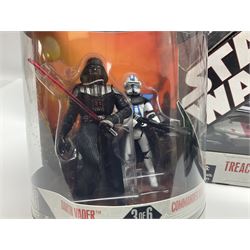 Star Wars - The Force Awakens First Order Special Forces TIE Fighter; The Black Series Centrepiece of Luke Skywalker; Revenge of the Sith Battle Pack Treachery on Saleucami; Titanium Series Die-Cast Clone Trooper; and two other pairs of figures; all boxed (6)