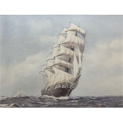 Roger Davies (British 1945-): 'Cutty Sark', watercolour signed, titled verso 22cm x 30cm