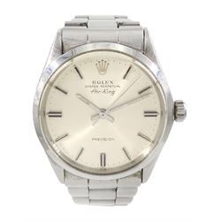 Rolex Air-King Precision gentleman's stainless steel automatic wristwatch, Ref. 5500, serial No. 2275678, silvered dial with baton hour markers, on Rolex Oyster stainless steel bracelet, with fold-over clasp, boxed