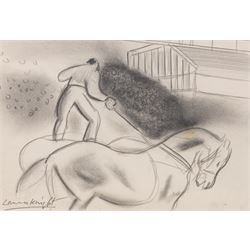 Dame Laura Knight (Staithes Group 1877-1970): Circus Performer Riding Two Horses, pencil s...