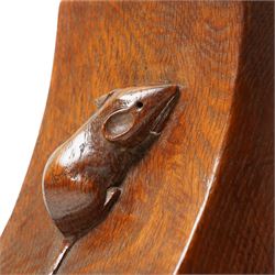 Mouseman - pair of circa 1940s/50s oak bookends, good colour, with carved mouse signatures forming a heart shape when side by side, by Robert Thompson of Kilburn