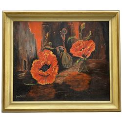 June Perkins (British 20th Century): Poppies, oil on canvas signed