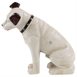 Cast iron replica Nipper dog money box, H26cm