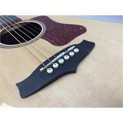 Tanglewood Dreadnought spruce and java wood acoustic guitar the three-piece back with mango spalted wood insert; in Faith hard carrying case; serial no.201147017 L103cm