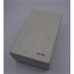 Modern limited edition silver goblet to commemorate the 350th anniversary of the Act of Parliament founding the Company of Cutlers, the tapering cylindrical bowl engraved with crest, with gilt interior and upon parcel gilt textured knopped stem and pierced circular foot, hallmarked James Dixon & Sons, Sheffield 1974, number 21/210 , in original fitted box with paperwork