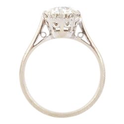 18ct white gold single stone old cut diamond ring, London 1979, diamond approx 1.50 carat