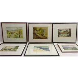  Forge Valley, Yorkshire, Lake District and other Rural Scenes, nine 20th century watercolours by Ralf W Clarke max 26cm x 31cm and Stratford On Avon, coloured engraving after James S Fairman 45cm x 66cm (10)  