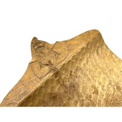 'Gnomeman' tooled oak twin handle rectangular tray, carved in relief with two gnomes, by Thomas Whittaker of Littlebeck 