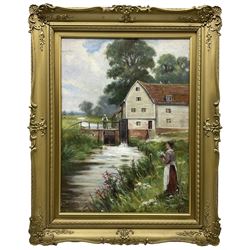 Joel Owen aka Francis E. Jamieson (British 1895-1950): Mill at Sonning on the River Thames, oil on panel signed and dated 1927, titled verso 38cm x 28cm