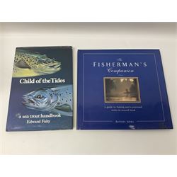 Collection of eighteen books on fly fishing including Child of Tides by Edward Fahy; Fishing For Wild Trout by Lesley Crawford; Still Water Fly-Fishing by T.C. Ivens; The Great Salmon Beats by Crawford Little etc