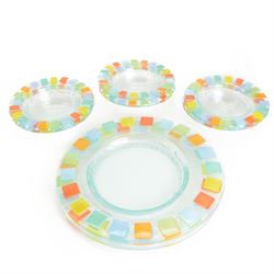 Villeroy & Boch Twist Alea Vitrum pattern, two glass plates and six bowls, plates D32cm