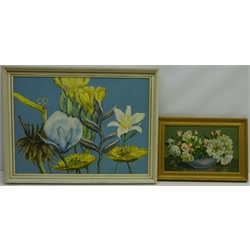  Still Life of Flowers, oil on panel signed by Stella Lane 19cm x 31cm and another Still Life signed by W.K. Fleming max 38cm x 53cm (2)  