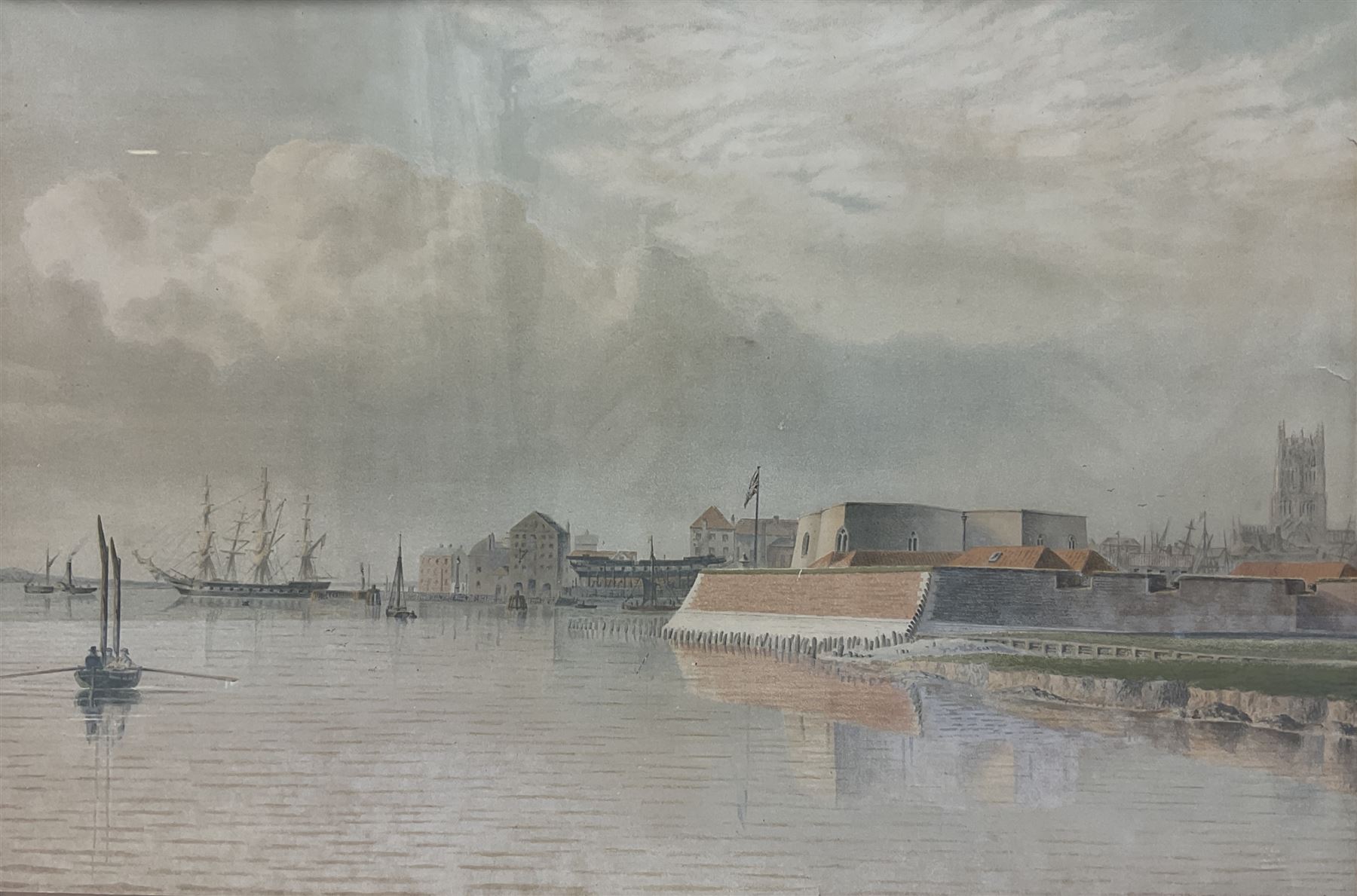 After William Frederick Settle (British 1821-1897): 'Blockhouse on the River', 19th century colour print together with early photograph of 'Grove Hill' 26cm x 38cm (2)