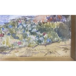 Sheila Walmsley (British mid 20th century): Spring Flowers above Robin Hood's Bay, watercolour over pencil signed 17cm x 25cm 
Notes: Sheila was James Ulric's (1860-1954) daughter.