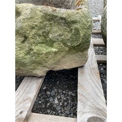 Three carved stone cube planters  - THIS LOT IS TO BE COLLECTED BY APPOINTMENT FROM DUGGLEBY STORAGE, GREAT HILL, EASTFIELD, SCARBOROUGH, YO11 3TX