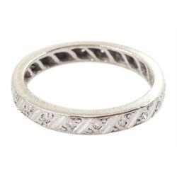 18ct white gold diamond chip full eternity ring, hallmarked