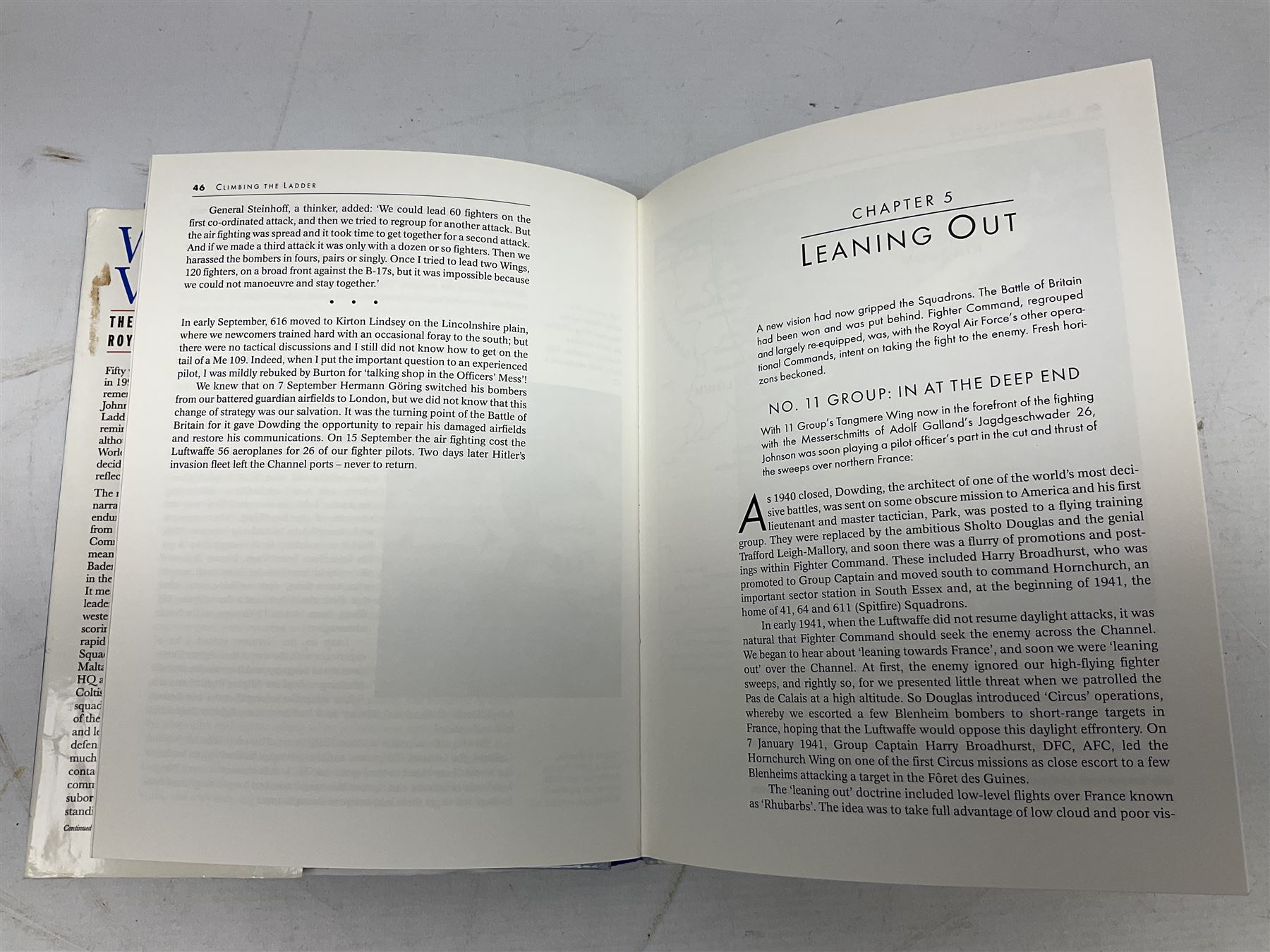 Winged Victory. 1995. Loose mounted signed dedication note and bookplate on the fep from the authors Wing Commander P.B. (Laddie) Lucas and Air Vice-Marshall J.E. (Johnnie) Johnson with duplicate signatures on the title page. Unclipped dustjacket.