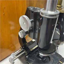 Three microscopes, comprising Ernst Leitz Wetzlar, W Watson & Sons service II no 125485, W Watson & Sons Bactil binocular no 115722, all boxed  
