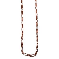 9ct rose gold Figaro link necklace, hallmarked