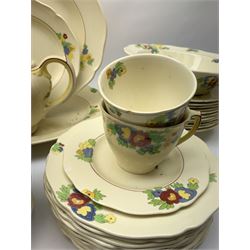 Royal Doulton Minden pattern dinner and tea wares, number D5334, together with a selection of silver plated flatware, most marked for Walker & Hall. 