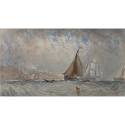 George Weatherill (British 1810-1890): Shipping off Whitby, watercolour signed 13.5cm x 24cm
Provenance: with Whitby Galleries (Walker's Antiques - later Walker Galleries Harrogate), label verso 