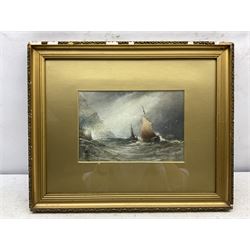 Frederick William Booty (British 1840-1924): Fishing Boat off the Yorkshire Coast, watercolour signed and dated 1910, 17cm x 25cm