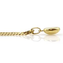 9ct gold coffee bean pendant necklace on a 14ct gold flattened link necklace chain, stamped 585