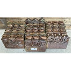 Twenty six Victorian terracotta edging tiles