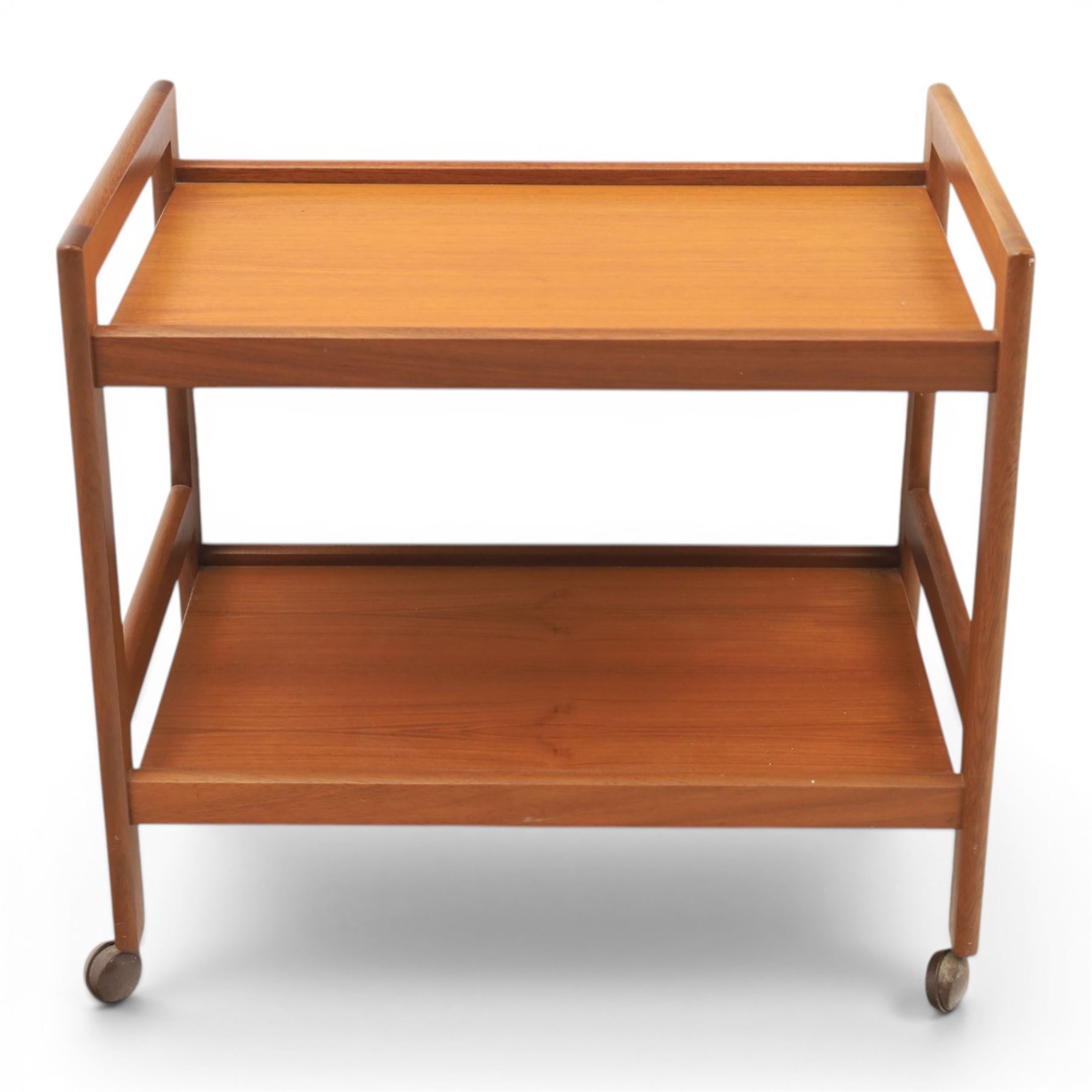 Brdr. Furno - teak tea trolley, two tiers with handles, raised on square supports on castors