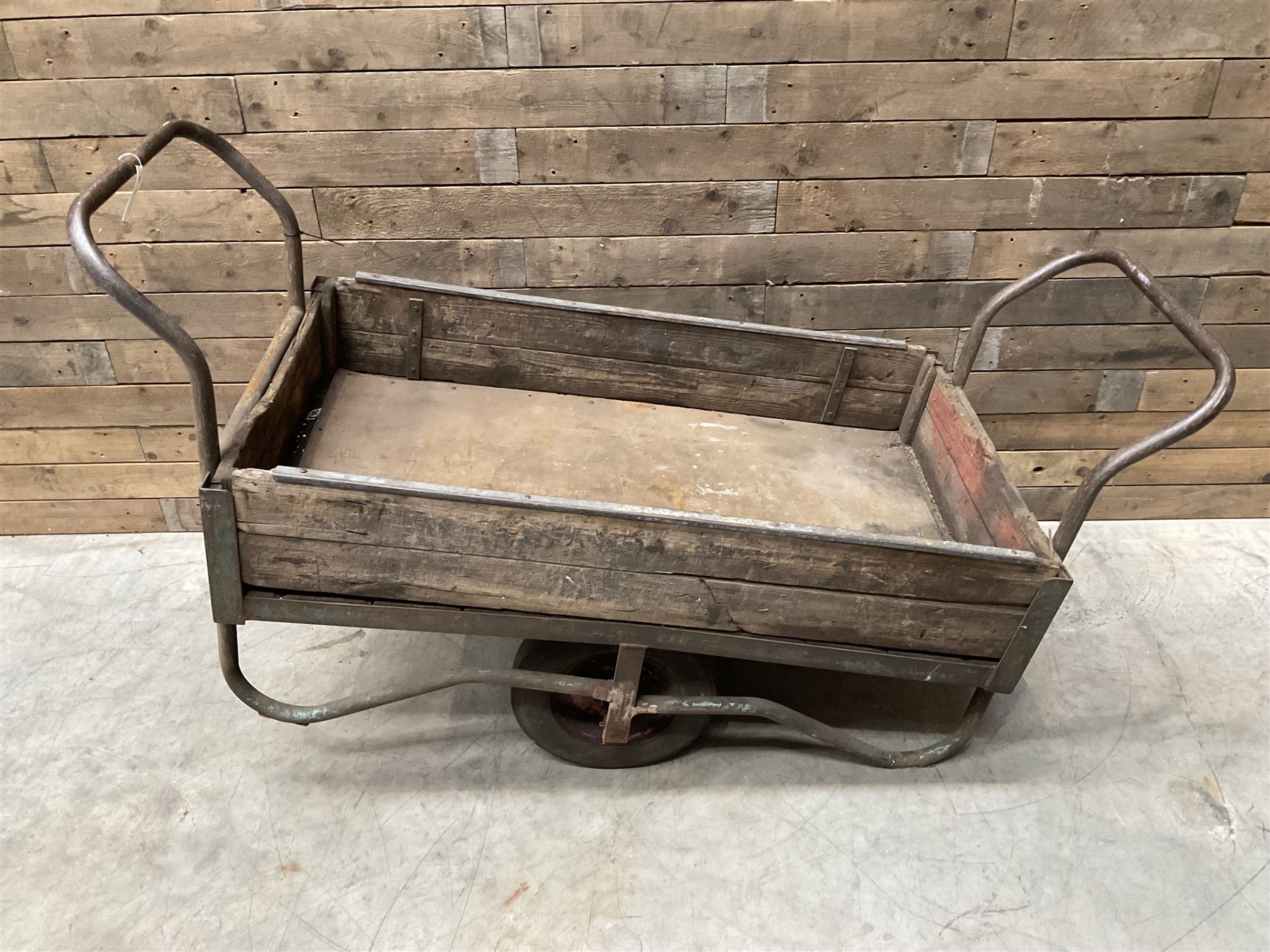 Vintage metal and wooden trolley cart