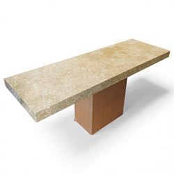 Barker & Stonehouse - sienna gold stone console table, on brown faux leather base