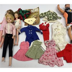 Four Tressy/Toots fashion dolls with quantity of clothing; Action Man swimming figure; Power Rangers Action Figure; and model of Harley Davidson motorcycle