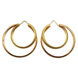 Pair of 18ct gold double hoop ear-rings stamped 750, 7.62gm