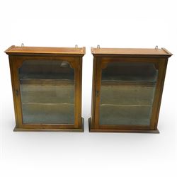 Pair of early 20th century Georgian design mahogany glazed wall cabinets, each fitted with...