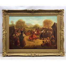 H Gerard (French 19th/20th century): Gypsy Dancers, large oil on canvas signed 68cm x 97cm