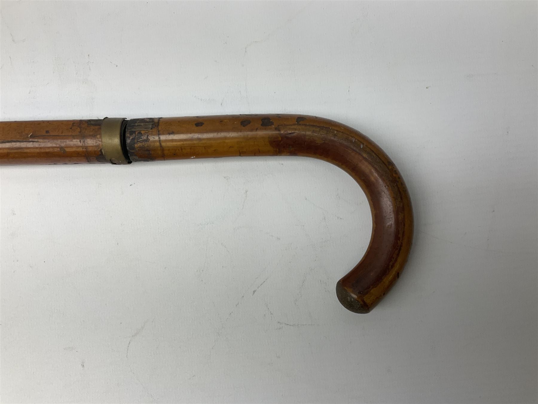 Late 19th/early 20th century sword stick/walking cane with 38cm fullered steel blade 85cm overall