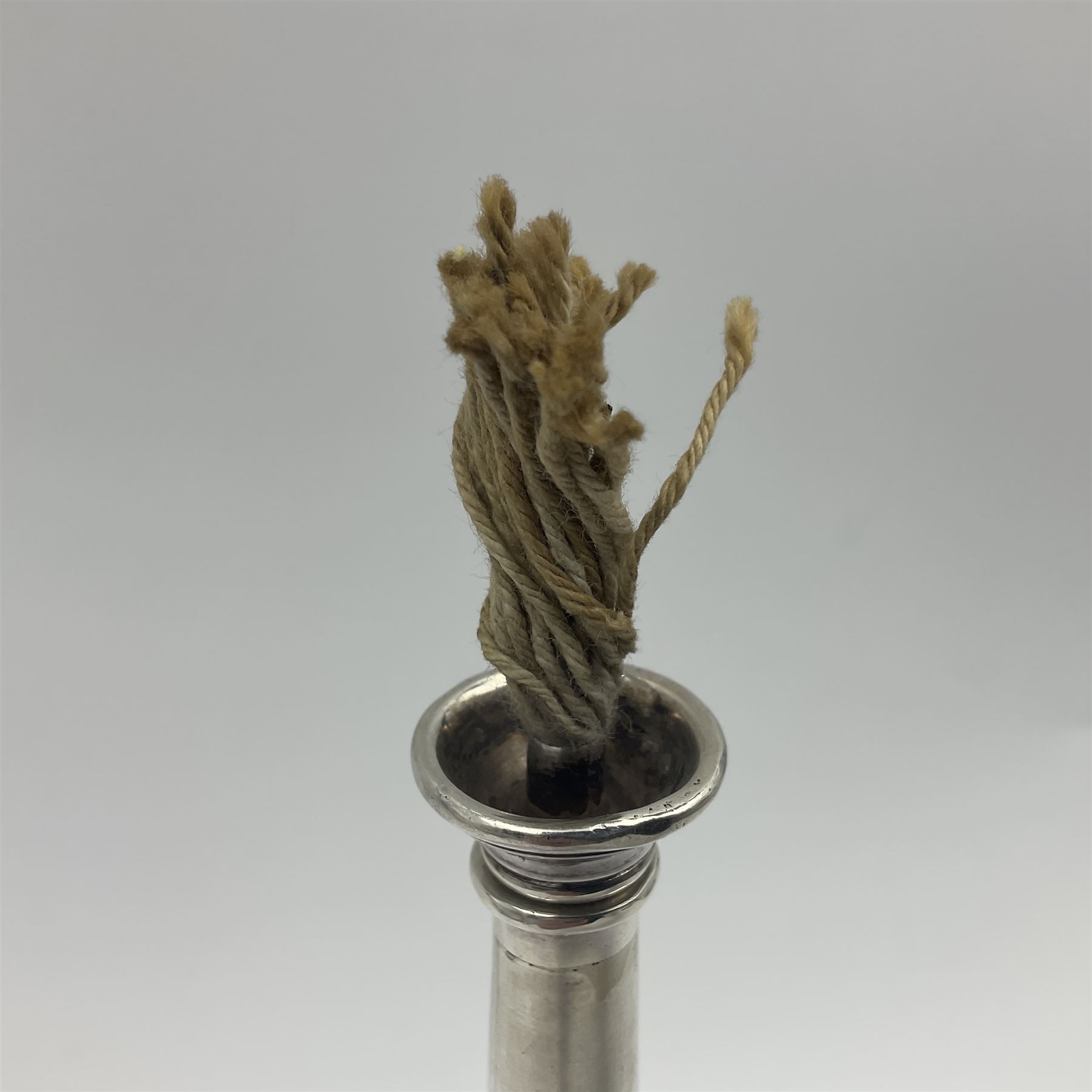 Victorian silver novelty table lighter, modelled in the form of a horn, hallmarked Joseph Braham, London 1887, L19cm