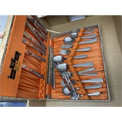 Stainless steel canteen of cutlery, other silver plated and stainless steel cutlery and a collection of glass tankards
