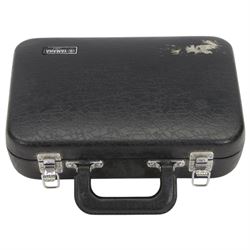 Yamaha- Japanese YCL B-flat Clarinet with silvered keys and mounts in a lined hard case. 