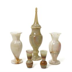 Set of five onyx vases, tallest H40cm