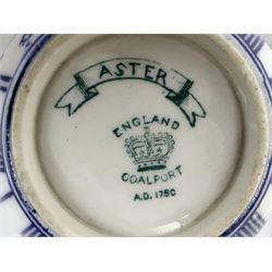 Late 19th century Coalport porcelain cup and saucer in the 'Aster' pattern bearing the crest of Express Dairy Company Limited, College Farm, Finchley and decorated with a steam locomotive